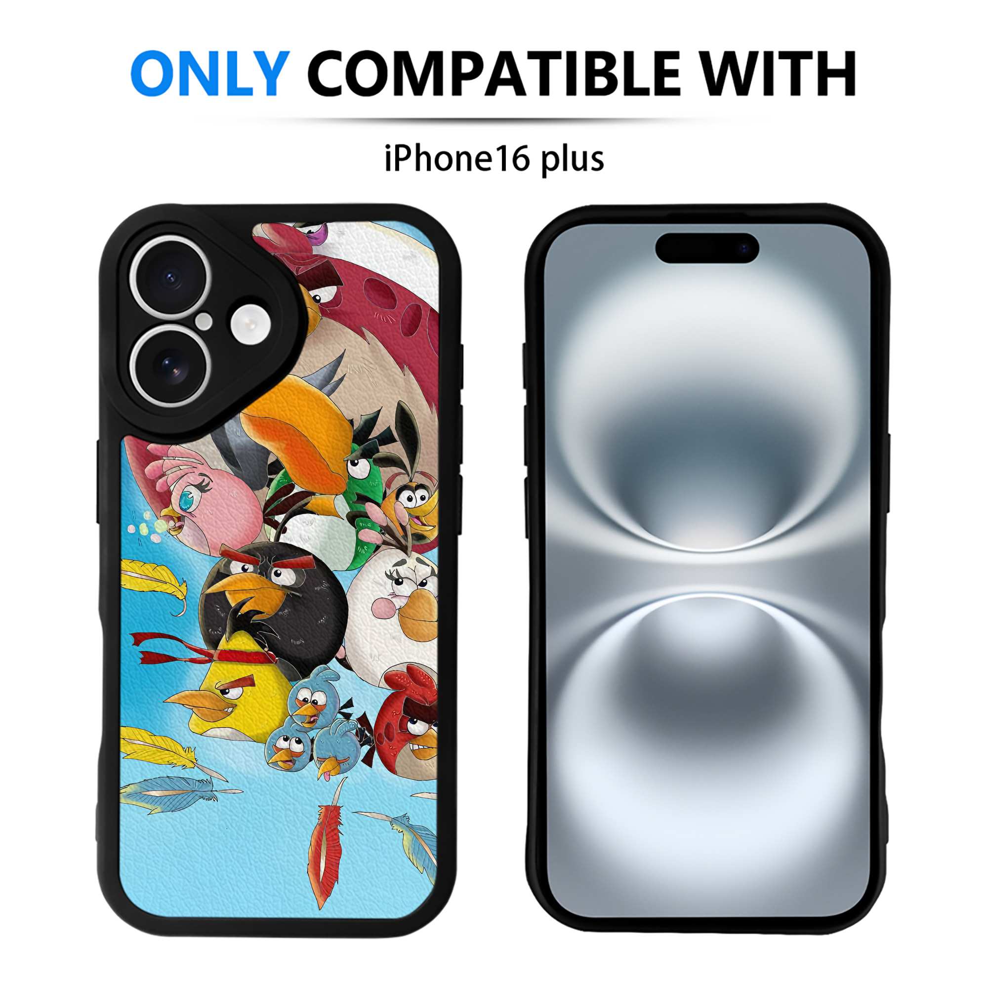 （画像用） Angry Birds アングリーバード 【iPhone 16シリーズ対応】シリコンスマホケース（レザー調） 材質：シリコン